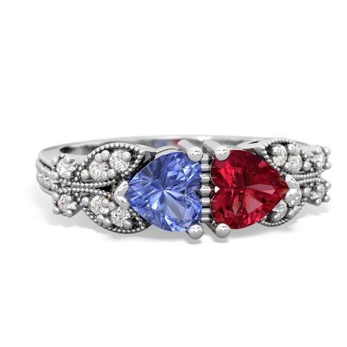 tanzanite-lab ruby keepsake butterfly ring