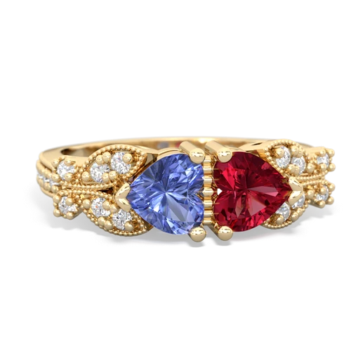 tanzanite-lab ruby keepsake butterfly ring