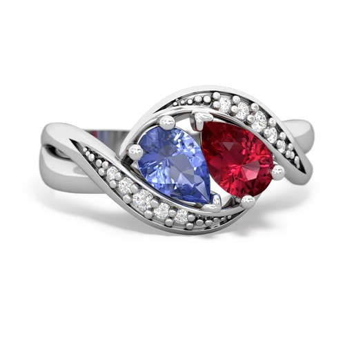 tanzanite-lab ruby keepsake curls ring