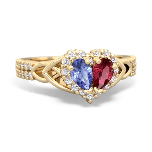 tanzanite-lab ruby keepsake engagement ring