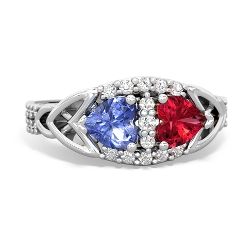 tanzanite-lab ruby keepsake engagement ring