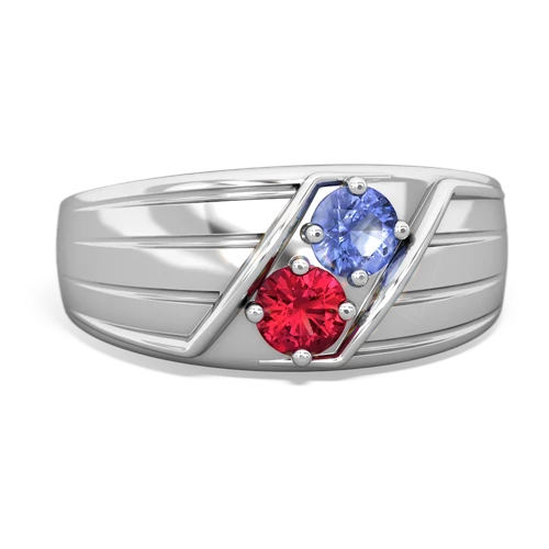 tanzanite-lab ruby mens ring