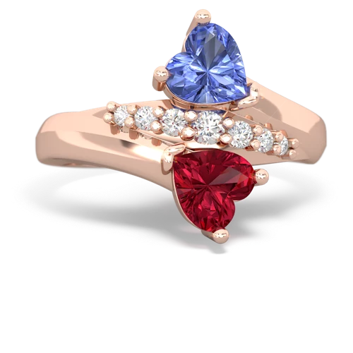 tanzanite-lab ruby modern ring