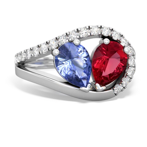 tanzanite-lab ruby pave heart ring