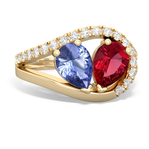 tanzanite-lab ruby pave heart ring