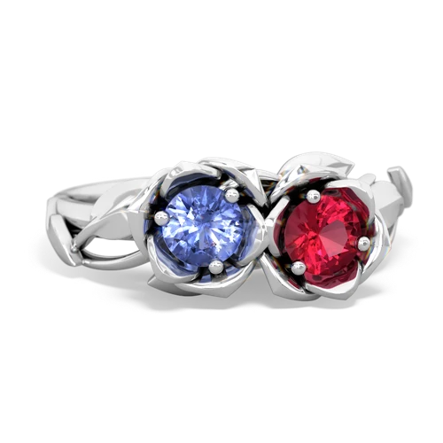 tanzanite-lab ruby roses ring