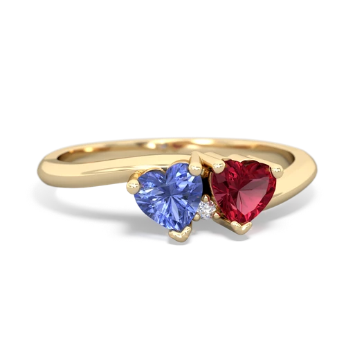 tanzanite-lab ruby sweethearts promise ring