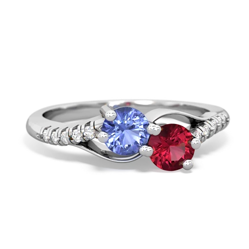 tanzanite-lab ruby two stone infinity ring