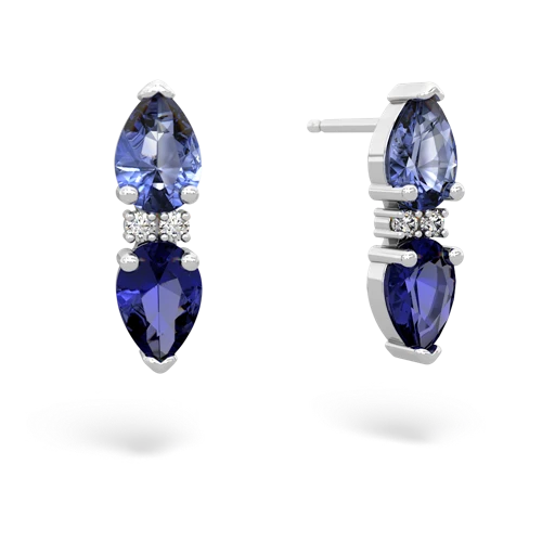 tanzanite-lab sapphire bowtie earrings