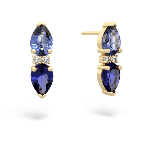 tanzanite-lab sapphire bowtie earrings