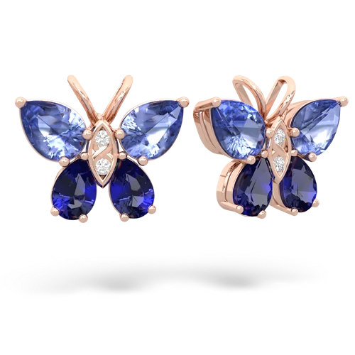 tanzanite-lab sapphire butterfly earrings