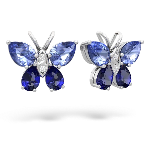 tanzanite-lab sapphire butterfly earrings