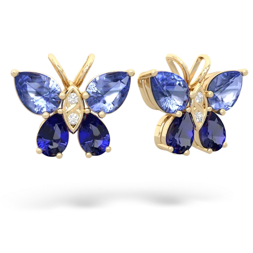 tanzanite-lab sapphire butterfly earrings