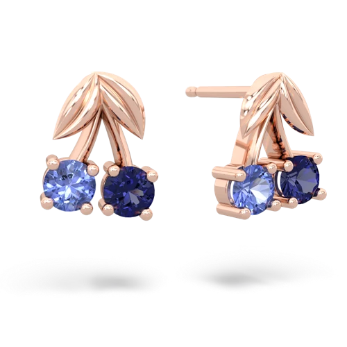 tanzanite-lab sapphire cherries earrings