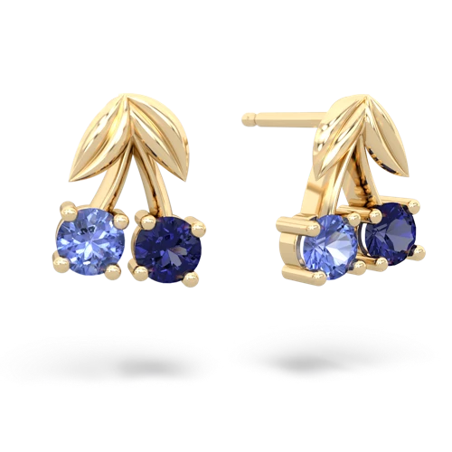 tanzanite-lab sapphire cherries earrings