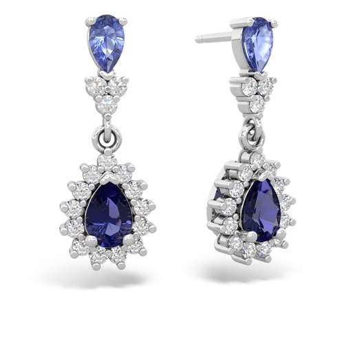 tanzanite-lab sapphire dangle earrings