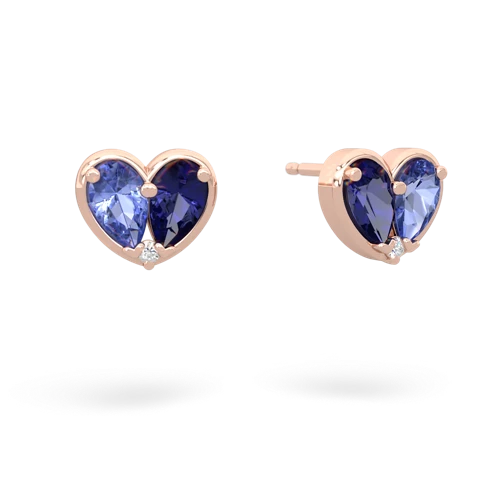 tanzanite-lab sapphire one heart earrings