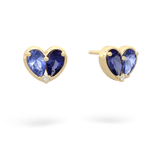 tanzanite-lab sapphire one heart earrings