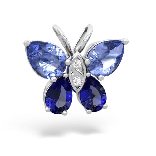 tanzanite-lab sapphire butterfly pendant