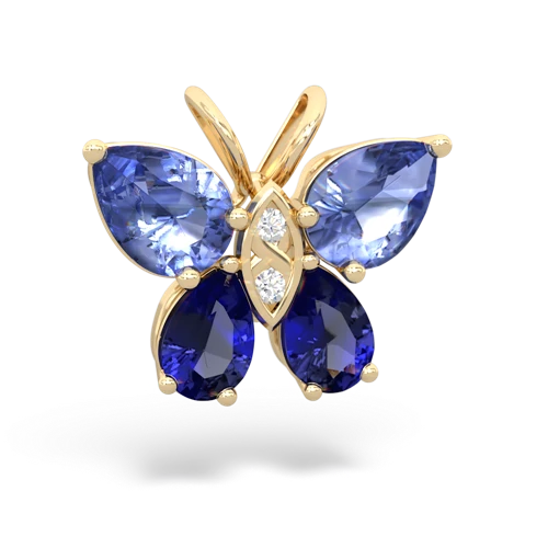 tanzanite-lab sapphire butterfly pendant