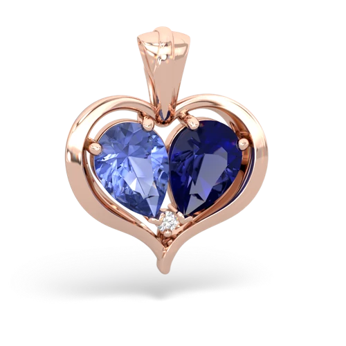 tanzanite-lab sapphire half heart whole pendant