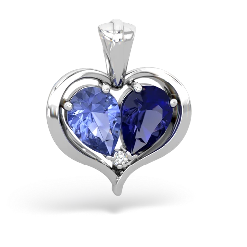 tanzanite-lab sapphire half heart whole pendant