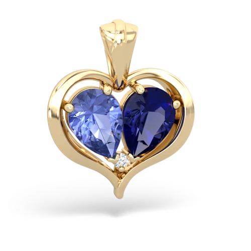 tanzanite-lab sapphire half heart whole pendant