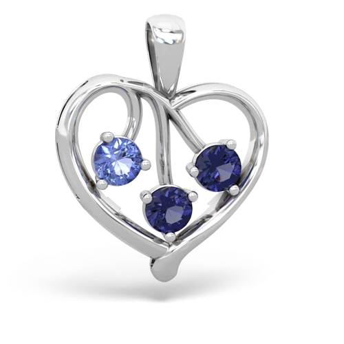 Tanzanite Genuine Tanzanite with Lab Created Sapphire and Genuine Aquamarine Glowing Heart pendant Pendant