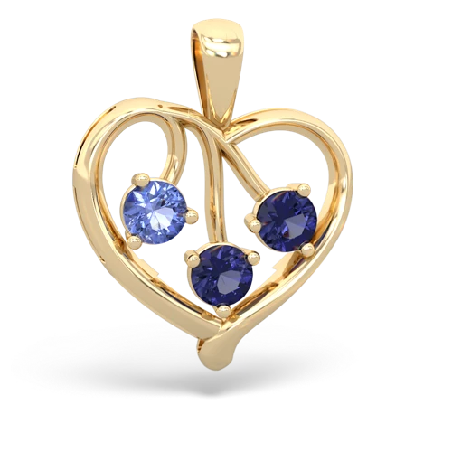 tanzanite-lab sapphire love heart pendant