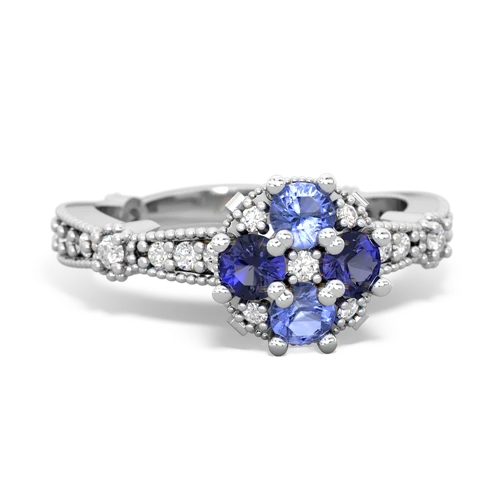 tanzanite-lab sapphire art deco engagement ring