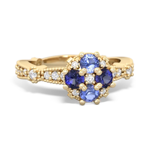 tanzanite-lab sapphire art deco engagement ring