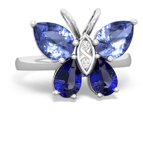 tanzanite-lab sapphire butterfly ring