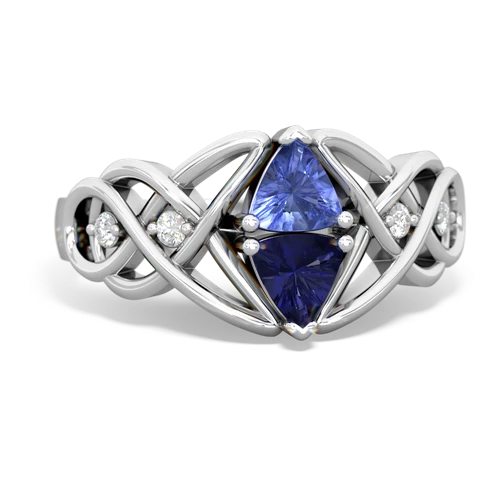 tanzanite-lab sapphire celtic knot ring