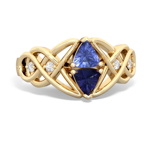 tanzanite-lab sapphire celtic knot ring