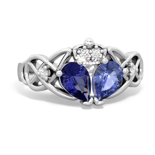 tanzanite-lab sapphire claddagh ring