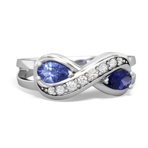 tanzanite-lab sapphire diamond infinity ring