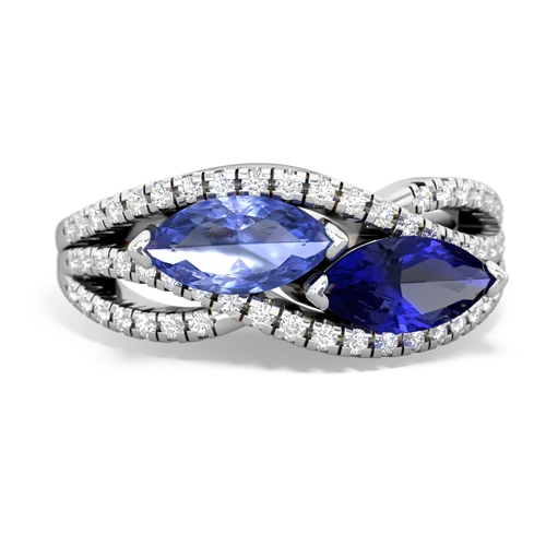 tanzanite-lab sapphire double heart ring