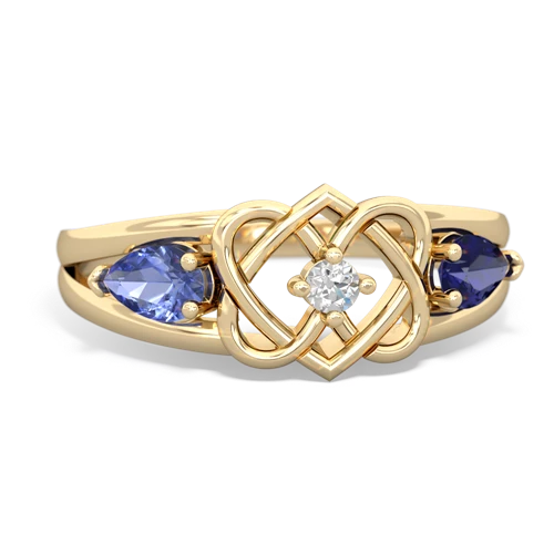 tanzanite-lab sapphire double heart ring