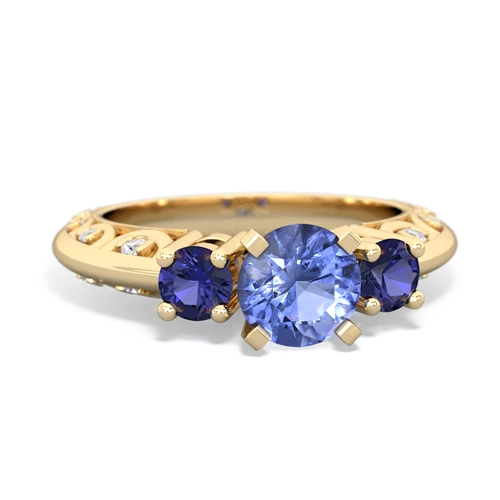tanzanite-lab sapphire engagement ring