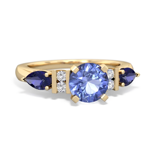 Tanzanite Genuine Tanzanite with Lab Created Sapphire and Genuine Aquamarine Engagement ring Ring
