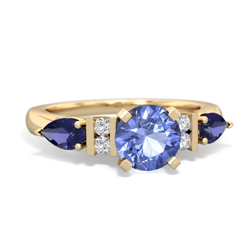 tanzanite-lab sapphire engagement ring