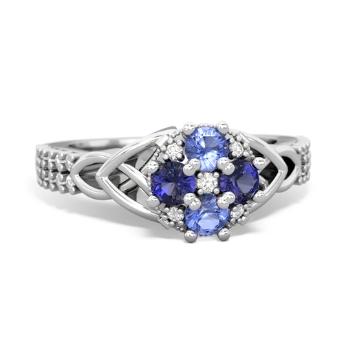 tanzanite-lab sapphire engagement ring