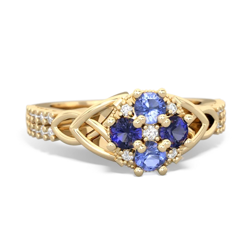 tanzanite-lab sapphire engagement ring