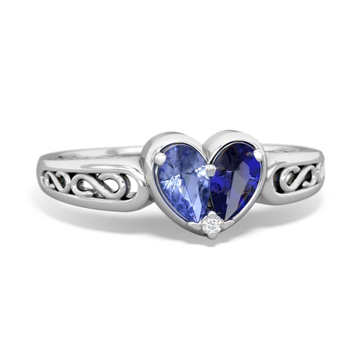 tanzanite-lab sapphire filligree ring