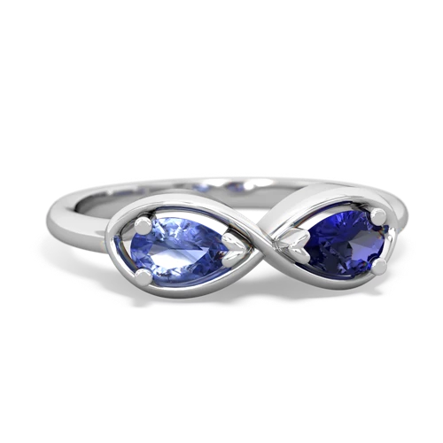 tanzanite-lab sapphire infinity ring