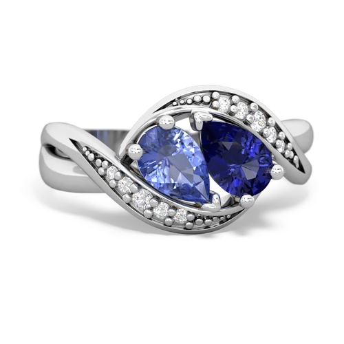 tanzanite-lab sapphire keepsake curls ring