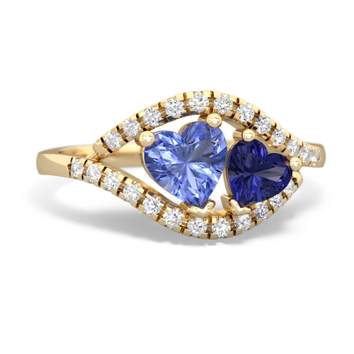 tanzanite-lab sapphire mother child ring