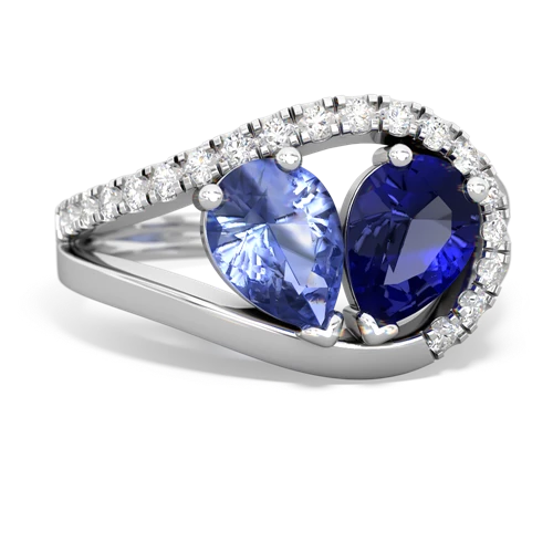 tanzanite-lab sapphire pave heart ring