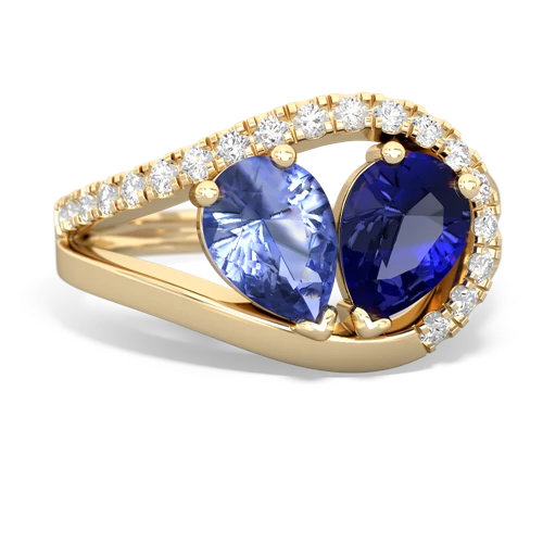 tanzanite-lab sapphire pave heart ring