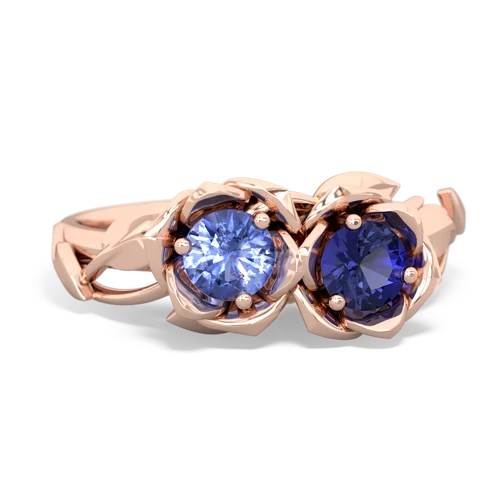 tanzanite-lab sapphire roses ring